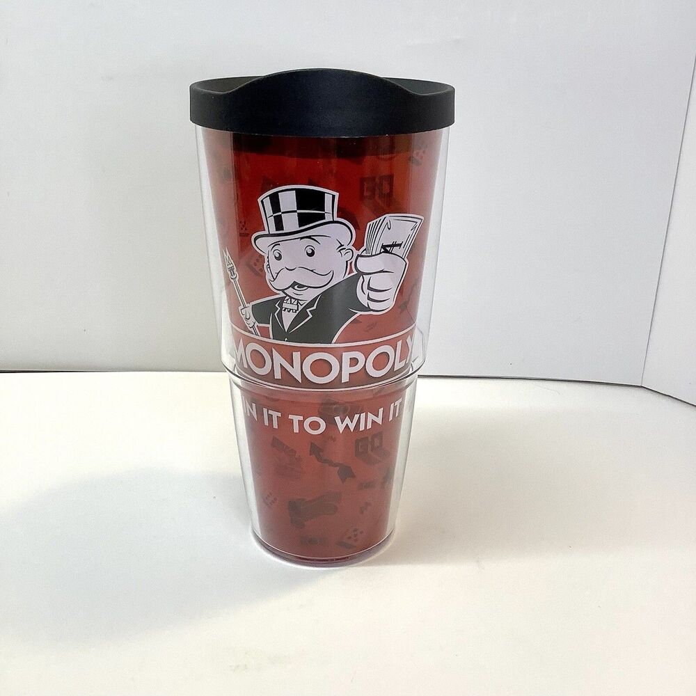 Tervis Monopoly Tumbler 16 oz Uncle Pennybags In It To Win It Red with Lid